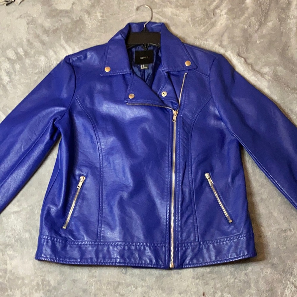 Women’s Dark Blue Leather Jacket